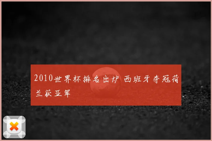 2010世界杯排名出炉 西班牙夺冠荷兰获亚军